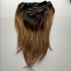 14 Inch 120g 7pcs Double Weft Clip in Remy Human Hair Extensions Color #2/6/18